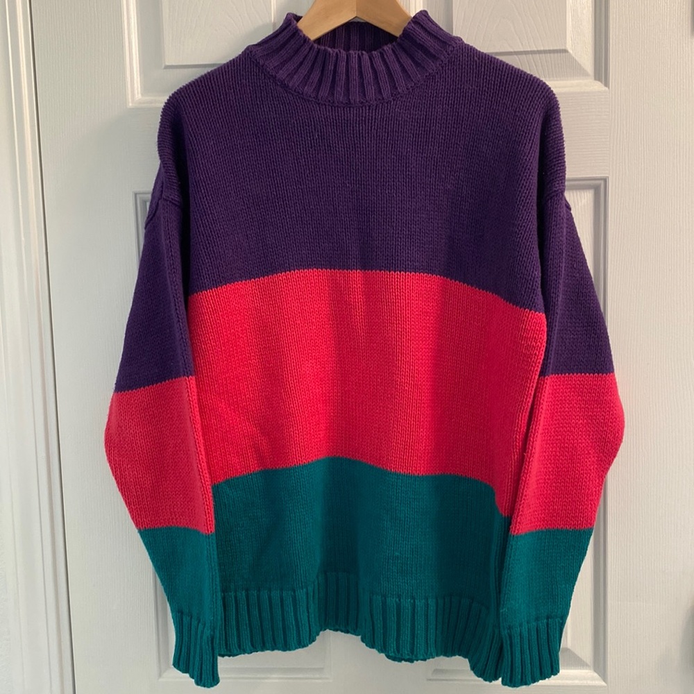 Vintage 90s color block sweater 90s party mock neck